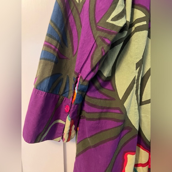 Soft Surroundings Sadie Purple Floral Button Front Longline Tunic Top Pockets Sm - Picture 8 of 8
